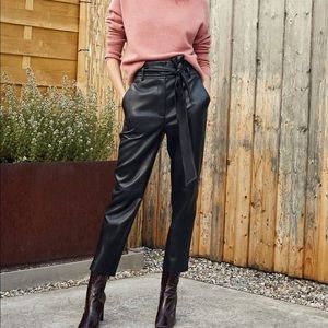 Aritzia faux leather belted pants